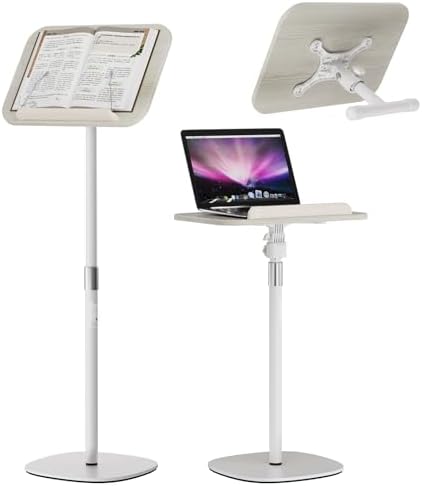 Adjustable Floor Book Stand with Wood Panel for Hands Free Reading