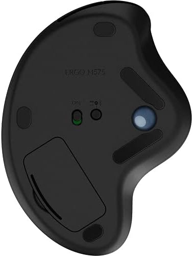 Logitech Ergo M575 New Version Wireless Trackball Mouse, Easy Thumb Control, Precision and Smooth Tracking, Ergonomic Comfort Design, Windows/Mac, Bluetooth, USB - Graphite Extra Battery Bundle