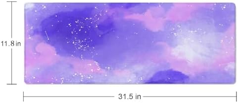 Large Gaming Mouse Pad with Stitched Edges, Cute Stellar in Watercolor Desk Mat, Extended XL Keyboard Pad, Non-Slip Rubber Base Desk Pad for Keyboard and Mouse, 31.5X11.8 inch