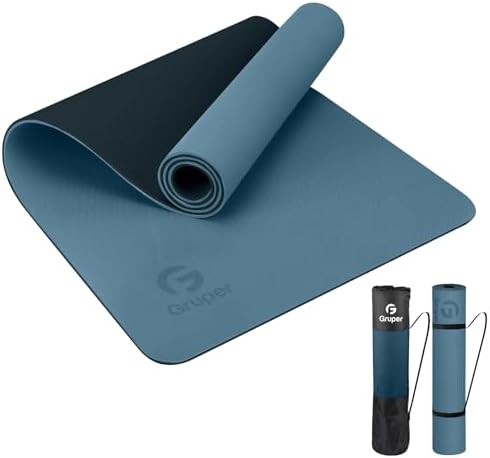 Gruper Yoga Mat Non Slip, Eco Friendly Exercise Mat with Carrying Strap