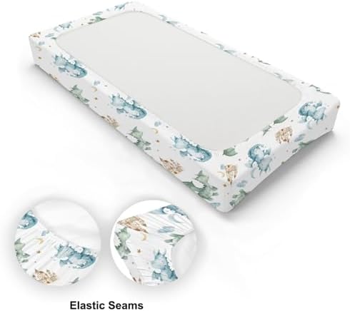 Cute Watercolor Dragon Castle Pattern Baby Changing Pad Cover, Unisex Dragon Moon Star Cloud Nursery Diaper Changing Table Pad Mat Sheet for Boys Girls-16x32