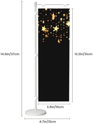 black gold stars Deluxe Desk Flag Set, 12 x 4 Inch Miniature Table Flag with 14" Pole & Stand Base