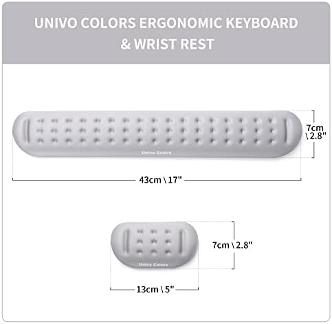 UnivoColors Gray Keyboard Wrist Support and Mouse Wrist Rest Set, Made of Memory Foam Soft Gel, Ergonomic Pad for Computer, Laptop, Mouse, Office, Gaming