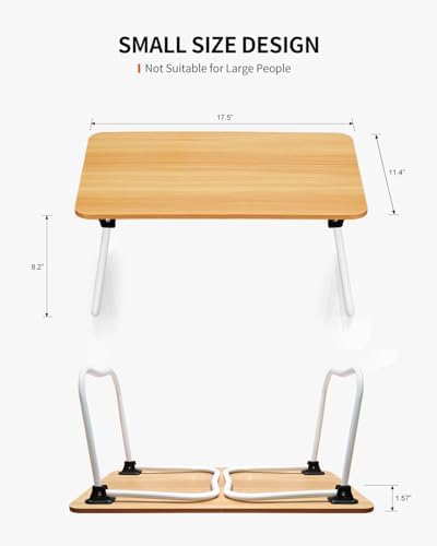 FISYOD Foldable Lap Desk, Laptop Bed Desk, Portable Bed Table, Laptop Stand for Bed & Couch, Lightweight & Mini - Oak