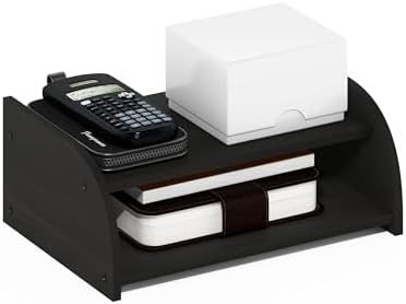 Furinno Classic Desk Organizers and Accessories, 2-Tier Monitor Riser, Office Organization, Desk Top Book Shelf, for Office Supplies, Office Desk Utility, Dark Espresso