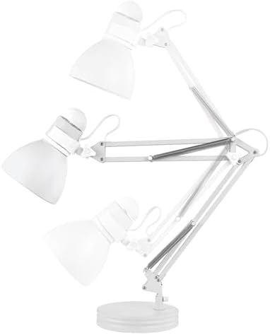 Globe Electric 52024 28" Swing Arm Architect Desk Lamp, Matte White, Rotary Switch on Shade, Partially Adjustable Arm, Modern Lighting for Bedroom or Office, Timeless, Indoor Lights