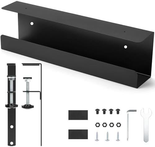 ZhiYo 17in Cable Management Under Desk Tray, 3in W x 4.7in H, Black