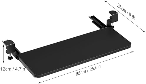 Keyboard Tray Under Desk with Adjustable C Clamp, Easy Assembly Keyboard Drawer Desk Extender Table Attachment Platform, Pull Out Keyboard Holder for Typing and Home Office Black