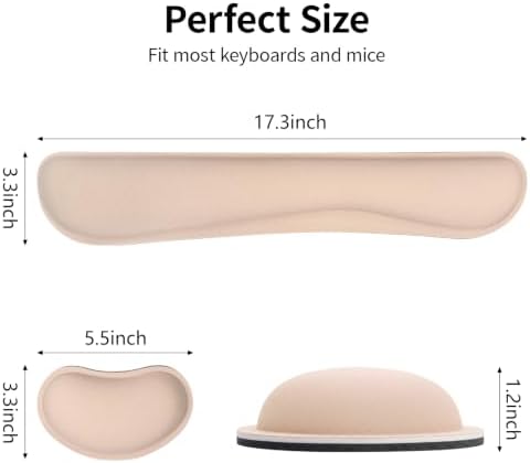 Bloss 2 Wrist Rest Support for Mouse Pad & Keyboard Set, Ergonomic Design Wrist Support Pad for Keyboard, Soft Memory Foam Desk Pads Support Hand and Arm Easy Typing Pain Relief - Beige