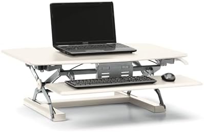 HON Coordinate 35 Inch Desktop Riser, Height Adjustable Sit to Stand Riser, Monitor and Laptop Workstation with Keyboard Tray, White