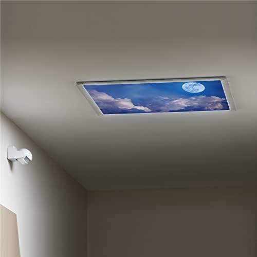 Fluorescent Light Cover Decorative Ceiling Light Filters,Moon Night Sky with Cloudy Pattern,for Classroom Office Hospitals Home Ceiling Decorative,2ft x 4ft,Blue White