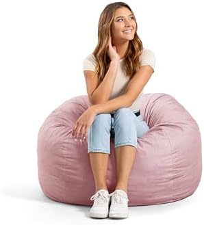 Big Joe Fuf 4Ft Foam Bean Bag Chair with Removable Cover for Kids, Teens, Desert Rose Lenox, Durable Woven Polyester, 4 Foot Large Reading and Gaming Seat