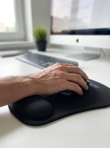 Ergonomic Mouse Pad with Wrist Support, Memory Foam Mousepad for Laptop Computer PC Mac Gaming Office, Non Slip Rubber Base, Comfortable Wrist Rest for Home Work Desk