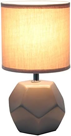 Simple Designs LT2065-GRY Round Prism Mini Table Lamp with Matching Fabric Shade, Gray (Pack of 24)