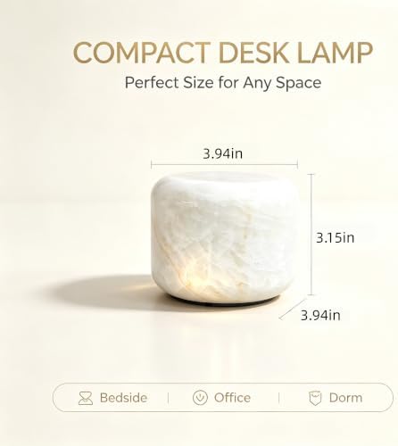 Natural Marble Lamp Cordless Pat Control Night Light Rechargeable Small Marble Table Lamp, Dimming Warm Glow Portable Stone Touch Lamp for Bedroom, Living Room, Decor Gift