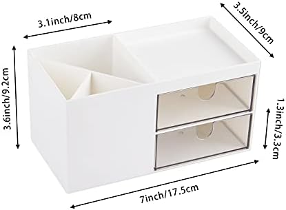 LETURE Office Desk Organizer with drawer, Office Supplies and Desk Accessories, Business Card/Pen/Pencil/Mobile Phone/Stationery Holder Storage Box (White)