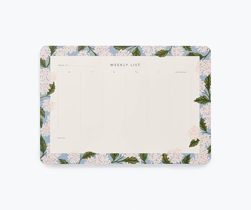 RIFLE PAPER CO. Hydrangea Weekly Desk Pad, Full-Color Floral Illustration