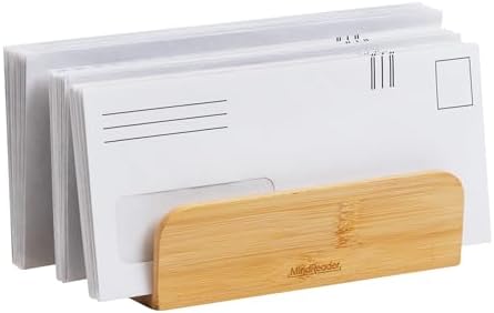 Mind Reader 3-Tier Mail Sorter, Desktop Organizer, Mail Organizer, Modern, Office, Bamboo, 6.75"L x 4"W x 4.25"H, Brown