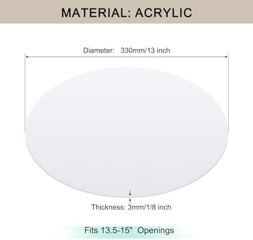 Lampshade Diffuser, 13" Diameter Round Diffuser Lamp Shade for Drum Style Lampshades Pendants Softening Light, DIY Light Fits 13.5-15" Openings, Frosted White Acrylic