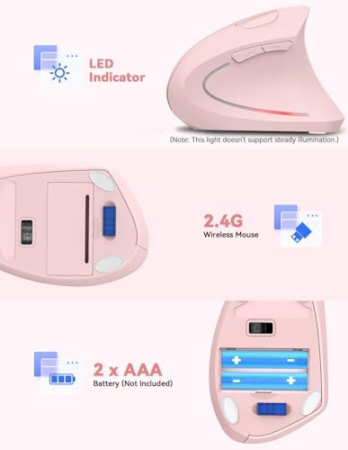 TECKNET 2.4G Ergonomic Mouse Vertical Wireless 4800 DPI Carpal Tunnel Mouse