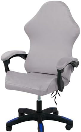 Gaming Chair Cover Set with Armrest Covers, Velvet Stretch Slipcover 1-Piece Form Fit Cover & Chair Armres Covers Included（no Chair） (Smoky Gray)
