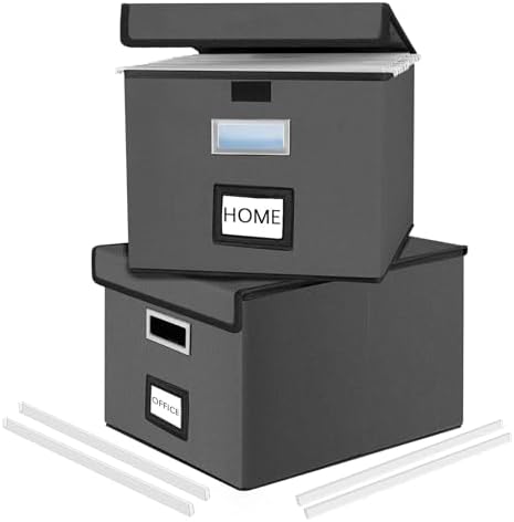 File Organizer Box with Lids, Collapsible File Folder Organizer