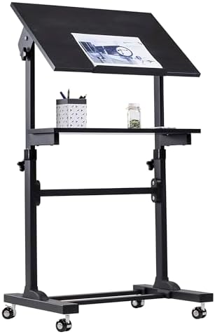 Mount-It! Rolling Podium Stand, Height Adjustable Lectern for Classroom