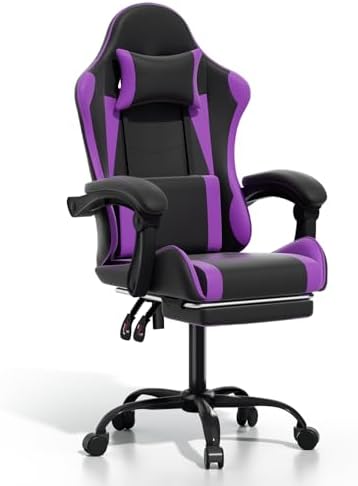 Gaming Chair, Racing Style Computer Gamer Chair, Purple