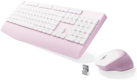 MPTOG Ergonomic Wireless Keyboard and Mouse Combo, Pink White