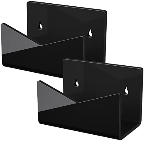 Richboom Acrylic Mail Holder, Envelope Holder for Desk Countertop Letter Holder for Home Office School (1 Section Black - 2 Pack)