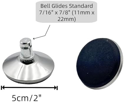 5 Pack 2 Inch Bell Glides for Office Chair, Low Profile Caster Replacement, Convert Swivel Wheels to Fixed Stationary Feet, Hardwood Floor Protector, Silver