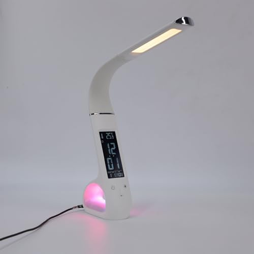LED Desk Lamp, 3 Color Temperature Modes Eye Protection with 150 Degree Adjustable Goose Neck and VA LCD Screen, for Office Work Study Reading Bedroom (White)
