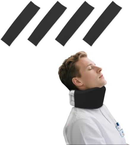 4 Piece Cervical Support Sleeve, Breathable Dustproof Cervical Support Sleeve, Elastic Soft Neck Brace Covers - For Men and Women, Suitable for Sleep Work Daily Use (Black)