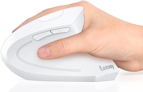 Lekvey Ergonomic Mouse, Rechargeable Vertical Wireless Mouse, White