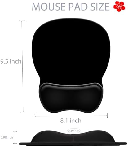 Ergonomic Mouse Pad with Wrist Rest, Comfortable Gel Concave Mouse Pad with Non-Slip Base, Pain Relief Mouse Pads with Smooth Wrist Support for Gaming, Office, Home (Black)