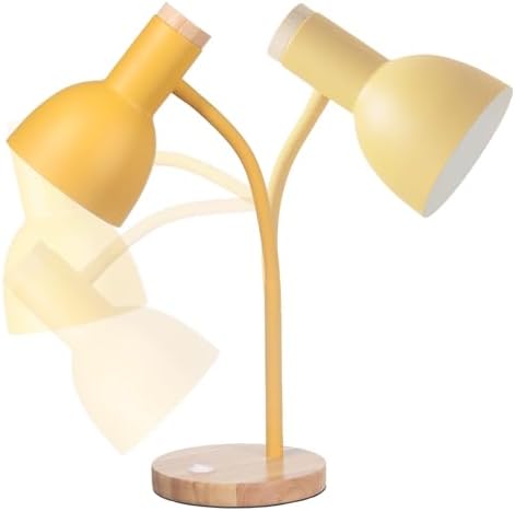 Adjustable Wooden Desk Lamp,Metal Shade Flexible Neck Table Lamp
