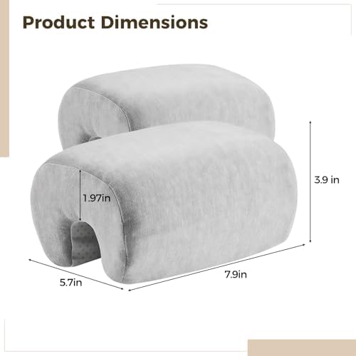 2 Pcs Office Chair Armrest Pads, Memory Foam Elbow Support, 7.9 x 5.7 x 3.9 in Ergonomic Design Arm Rest Heightening Pad, Non-Slip Bottom, Gray