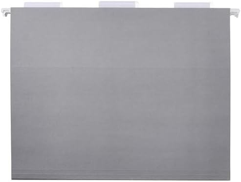 Amazon Basics Hanging File Folders with Adjustable Tabs for Document Organization, Letter Size, Gray, 25-Pack