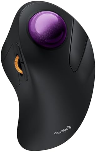 ProtoArc EM03 NL Wireless Bluetooth Trackball Mouse, Finger Control, Purple