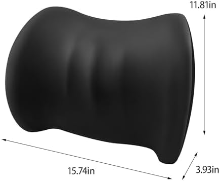 Memory Foam Lumbar Support Pillow for Office Chair Ergonomic Car Lumbar Pillow for Driving Seat Lower Back Support Truck Delivery Driver Essentials Relief Pain Car Seat Cushion 15.7x11.8x3.9in Black