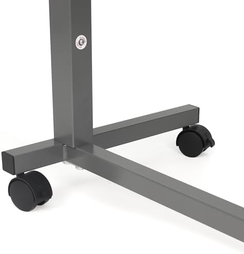 Vaunn Medical Cart Adjustable Overbed Table with Wheels – Rolling Bedside Table for Hospital, Portable Standing Cart & Laptop Desk for Bed, Couch, Wheelchair