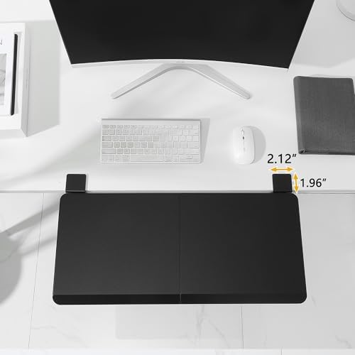 ETHU Foldable Desk Extender Tray with Clamp, 25.6x11.4", Black