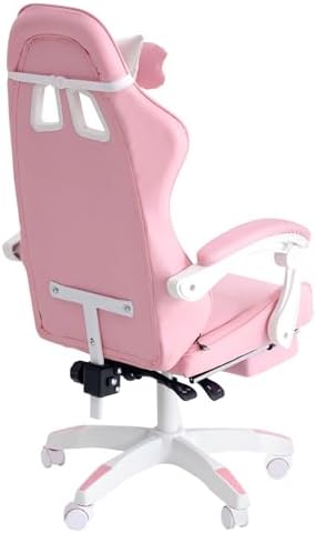 Gaming Chair Adults Gaming Chair Girls Cute Computer Leather Armchair Office Home Swivel Lifting Adjustable Chair with Footrest Pink