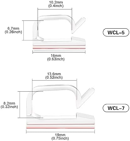 XHF 120PCS 5/8” Clear Adhesive Cable Wire Wall Light Clips, Cord Holder