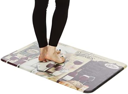 J&V TEXTILES Anti Fatigue Cushioned Comfort Mat, Ergonomically Durable, Supportive, Padded, Thick and Washable, Stain-Resistant, Kitchen, Garage, Office Standing Desk Mats (Vino Chef)*