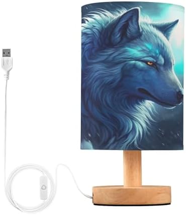 Wolf LED Table Lamp - Modern Minimalist Bedside Lamp with Round Flaxen Fabric Shade for Nightstand, Perfect for Bedroom Ambiance