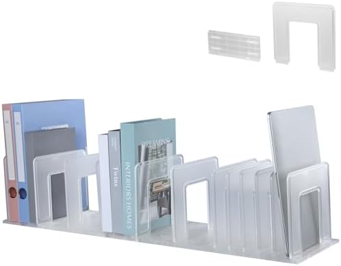 Translucent Frosted Adjustable Vertical File Sorter Sturdy Plastic Expandable Upright File Holder, Desktop Binder Organizer, School Office Book File Organizer, Assemble Easily Endlessly