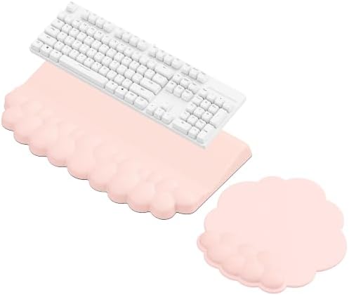 Pink Cloud Wrist Rest for Keyboard and Mouse, Desktop Keyboard Riser Pad