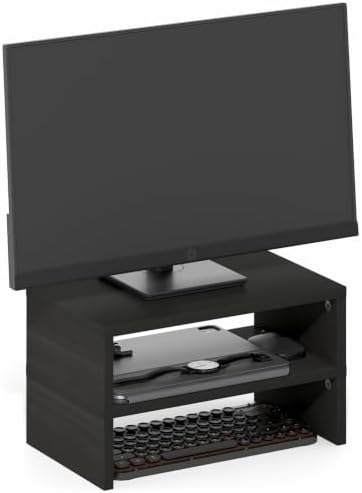 Furinno CLASSIC Monitor Stand Riser Set of 2, 15.7" Wide Dual Monitor Riser, Stackable Separable Laptop Stand for Desk, Desktop Organizers and Accessories, for Office Supplier, Espresso