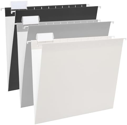 Y YOMA 6 Pack Gradient Hanging File Folders Letter Size Decorative Hanging Folder Pretty File Folder Organizer for Filing Cabinet Office Home with 1/5-Cut Adjustable Tabs, Ash Grey